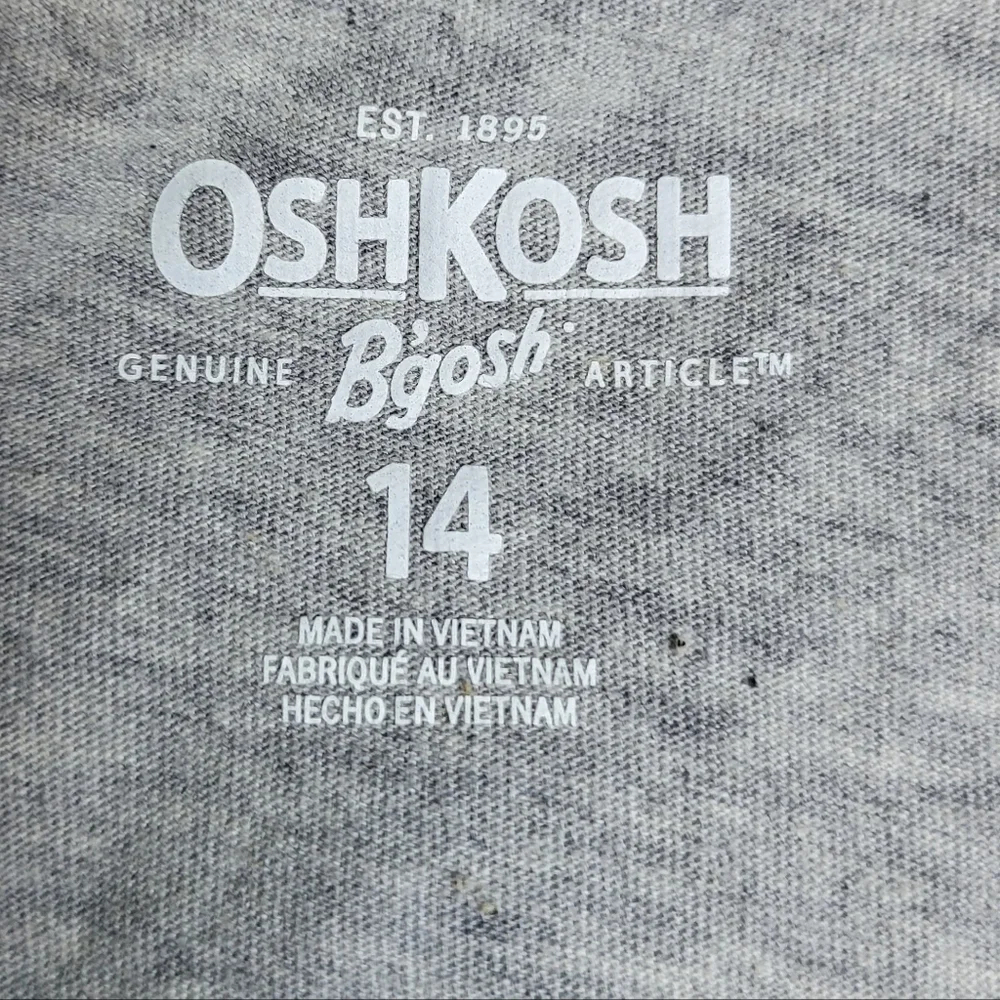 Oshkosh B'gosh Boys Heathered Gray Dinosaur Graphic Sleeveless Muscle Tank Sz 14